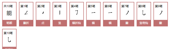 能字的笔顺笔画怎么写,能的笔顺笔画顺序图1