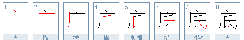 底的笔顺怎么写,海底的底怎么写图1