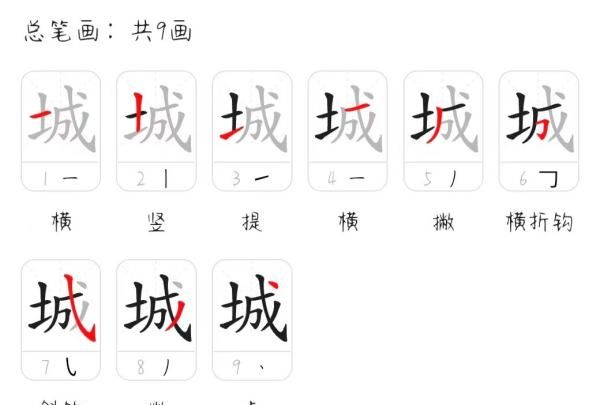 城字笔顺笔画顺序表出,城字怎么写图1