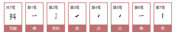 抖字笔顺,抖字怎么写图1