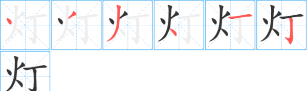 灯字笔顺笔画,电灯的灯的笔顺怎么写图5