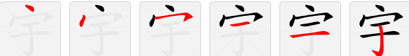 宇笔顺怎么写,宇字的笔顺图1
