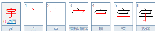 宇笔顺怎么写,宇字的笔顺图4